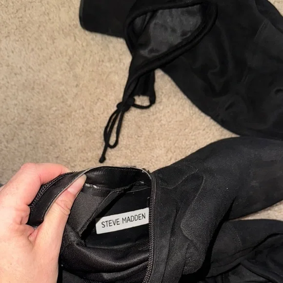 Black Suede Women's Knee-High Boots - Picture 5 of 5